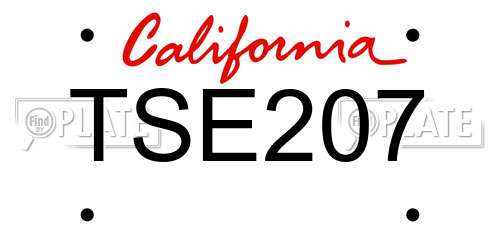 TSE207 California License Plate