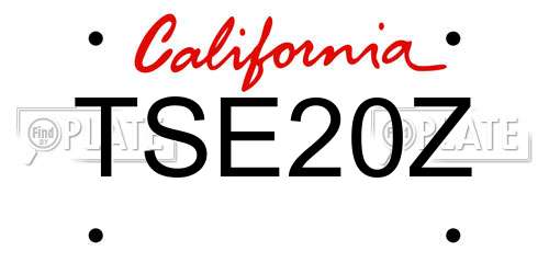 TSE20Z California License Plate