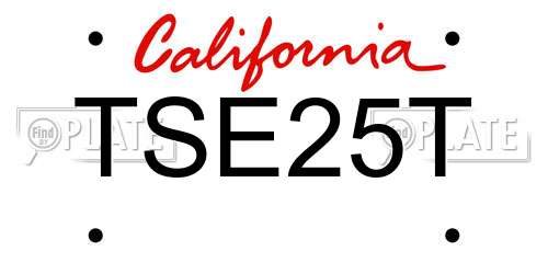 TSE25T California License Plate