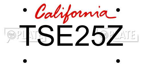 TSE25Z California License Plate