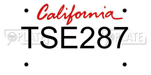 TSE287 California License Plate