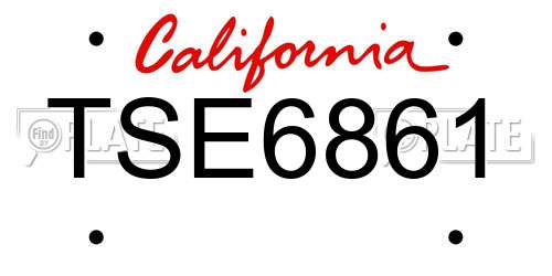 TSE6861 California License Plate