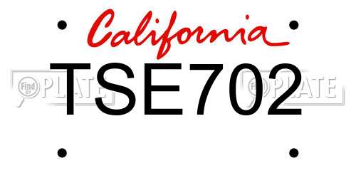 TSE702 California License Plate