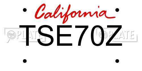 TSE70Z California License Plate