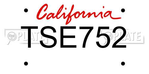 TSE752 California License Plate