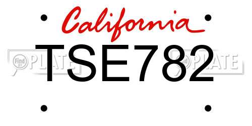 TSE782 California License Plate