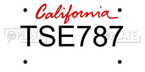 TSE787 California License Plate