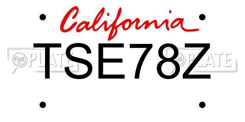 TSE78Z California License Plate