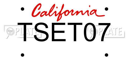 TSET07 California License Plate