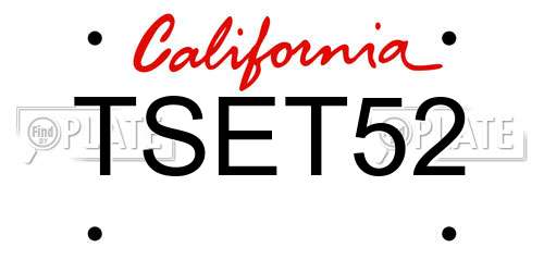 TSET52 California License Plate