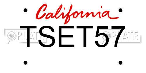 TSET57 California License Plate