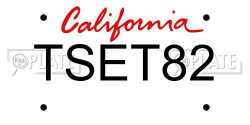 TSET82 California License Plate