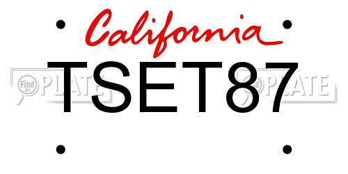 TSET87 California License Plate