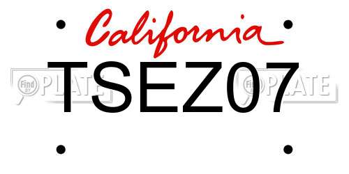 TSEZ07 California License Plate