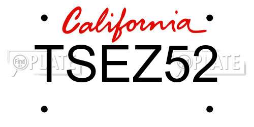 TSEZ52 California License Plate