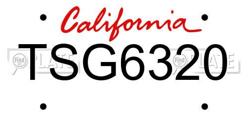 TSG6320 California License Plate
