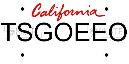 TSGOEEO California License Plate