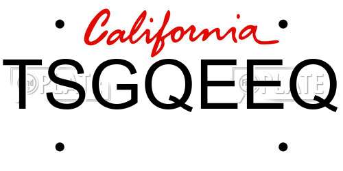 TSGQEEQ California License Plate
