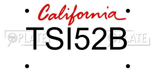 TSI52B California License Plate