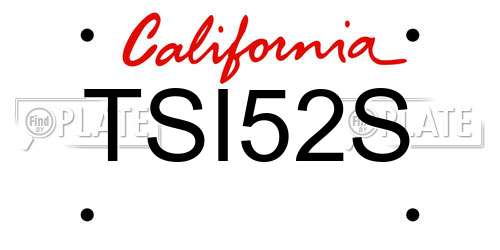 TSI52S California License Plate