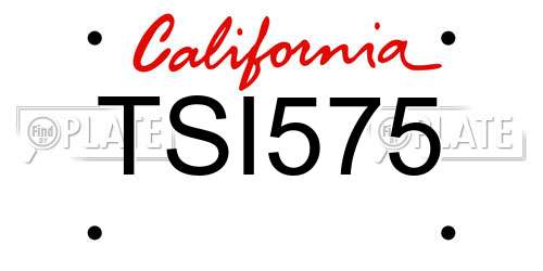 TSI575 California License Plate