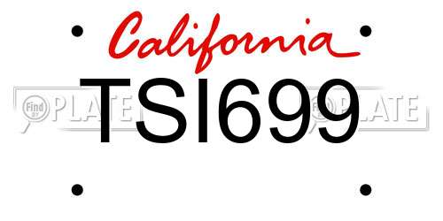 TSI699 California License Plate