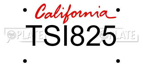 TSI825 California License Plate