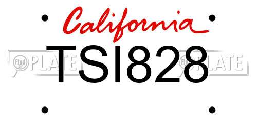 TSI828 California License Plate