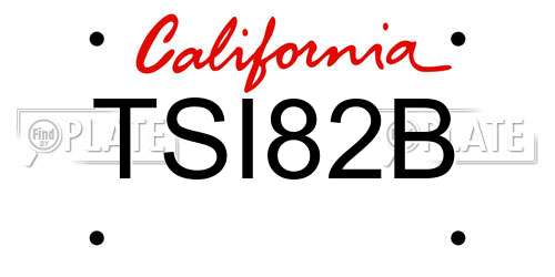TSI82B California License Plate