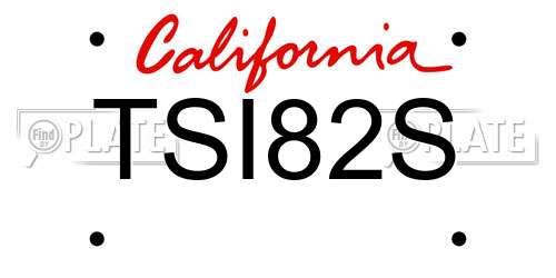 TSI82S California License Plate