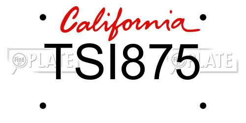 TSI875 California License Plate
