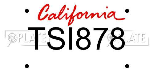 TSI878 California License Plate