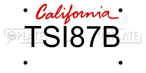 TSI87B California License Plate