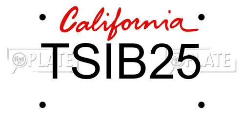 TSIB25 California License Plate