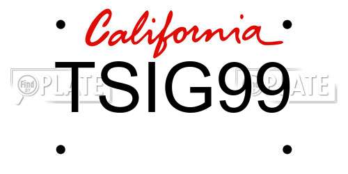 TSIG99 California License Plate