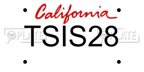 TSIS28 California License Plate