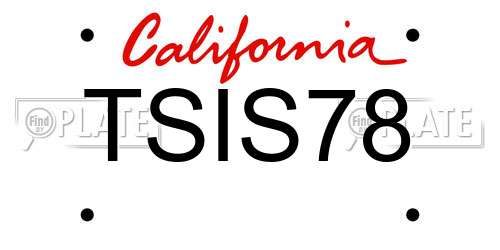 TSIS78 California License Plate
