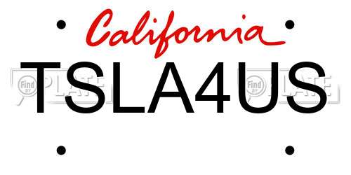 TSLA4US California License Plate