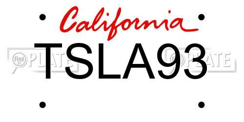 TSLA93 California License Plate