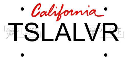 TSLALVR California License Plate