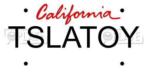 TSLATOY California License Plate