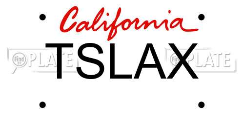 TSLAX California License Plate