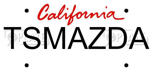TSMAZDA California License Plate