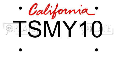 TSMY10 California License Plate