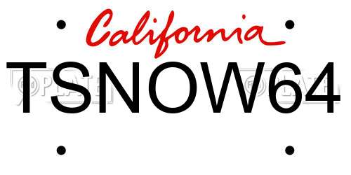 TSNOW64 California License Plate