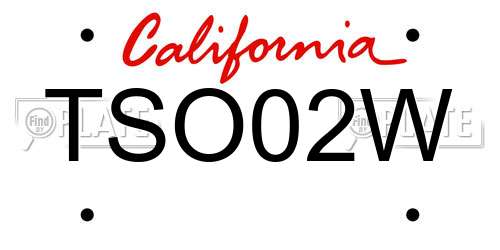 TSO02W California License Plate