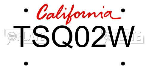 TSQ02W California License Plate