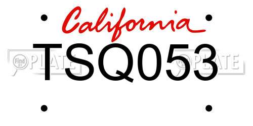 TSQ053 California License Plate