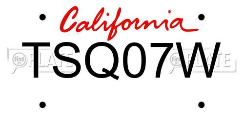 TSQ07W California License Plate
