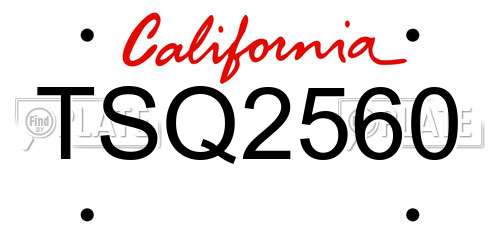 TSQ2560 California License Plate